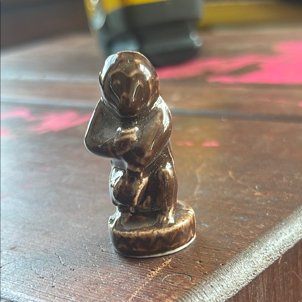 Brown Ceramic Monkey Figurine